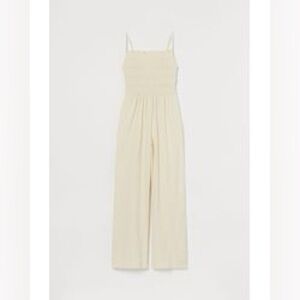 H&M smocked jumpsuit linen blend